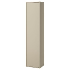 IKEA HAVBÄCK high cabinet with doors, 18x15x77 in Beige, Ikea Outlet | 0732JXTRU