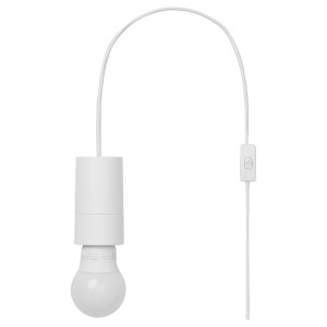 IKEA HAVSRIS cord set with switch and LED bulb, 15'5 in White, Ikea Outlet | 7941UCKQD