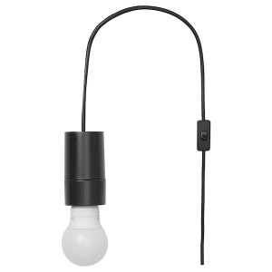 IKEA HAVSRIS cord set with switch and LED bulb, 15'5 in Black, Ikea Outlet | 8264YOHXV