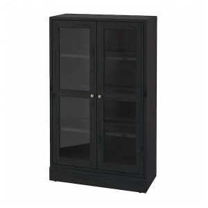 IKEA HAVSTA glass-door cabinet with base, 31 7/8x14 5/8x52 3/4 in Black / Clear Glass, Ikea Outlet | 3826OGJWN