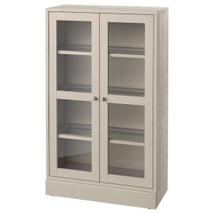IKEA HAVSTA glass-door cabinet with base, 31 7/8x14 5/8x52 3/4 in Gray / Beige / Clear Glass, Ikea Outlet | 7623NRLKP