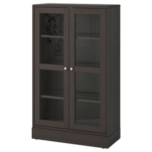 IKEA HAVSTA glass-door cabinet with base, 31 7/8x14 5/8x52 3/4 in Dark Brown Clear Glass, Ikea Outlet | 7435ONQBU