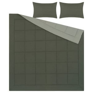 IKEA HEDFRYLE comforter set, King Green, Ikea Outlet | 9521MUBAW