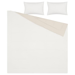 IKEA HEDFRYLE comforter set, King White / Beige, Ikea Outlet | 2704FWZNQ