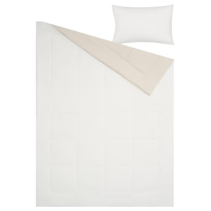 IKEA HEDFRYLE comforter set, Twin/Twin X-long White / Beige, Ikea Outlet | 9304BZKQO