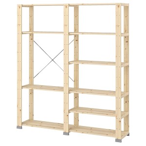 IKEA HEJNE 2 section shelving unit, softwood, 60 5/8x12 1/4x67 3/8 in, Ikea Outlet | 6047UIXAE