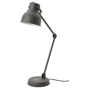 IKEA HEKTAR work lamp with wireless charging, dark gray, Ikea Outlet | 5193HEBFP