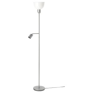 IKEA HEKTOGRAM floor uplt/read lamp w light bulb Silver Color / White, Ikea Outlet | 3942ISFLE