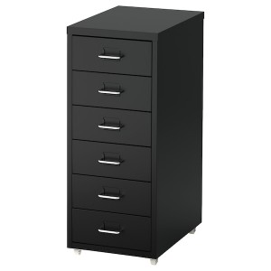 IKEA HELMER Drawer unit on casters, 11x27 1/8 in Black, Ikea Outlet | 4602JDOLX