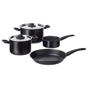 IKEA HEMLAGAD 6-piece cookware set Black, Ikea Outlet | 0624WPMBA