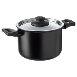 IKEA HEMLAGAD pot with lid, black, 3.2 qt, Ikea Outlet | 8612NSVRE