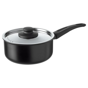 IKEA HEMLAGAD saucepan with lid, black, 2.1 qt, Ikea Outlet | 5071RXSOV