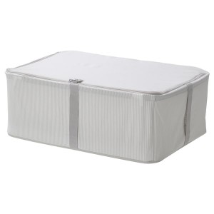 IKEA HEMMAFIXARE storage case, fabric stripe/white/gray, 13 ½x20x7 ½ in, Ikea Outlet | 8194DWESN