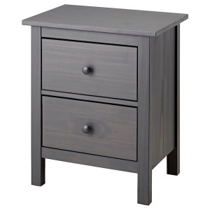 IKEA HEMNES 2-drawer chest, 21 1/4x26 in Dark Gray Stained, Ikea Outlet | 3476ZXWTG