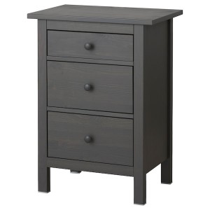 IKEA HEMNES 3-drawer chest, 22 7/8x31 1/8 in Dark Gray Stained, Ikea Outlet | 6152FEVSB