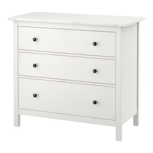 IKEA HEMNES 3-drawer chest, 42 1/2x37 3/4 in White Stain, Ikea Outlet | 6239JKHNE