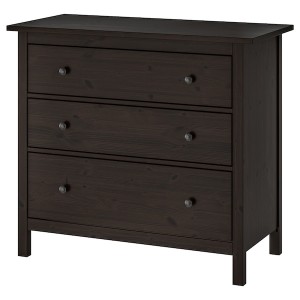 IKEA HEMNES 3-drawer chest, 42 1/2x37 3/4 in Black / Brown, Ikea Outlet | 4819MSKUH