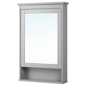 IKEA HEMNES Mirror cabinet with 1 door, 24 3/4x6 1/4x38 5/8 in Gray, Ikea Outlet | 2619IZDNP