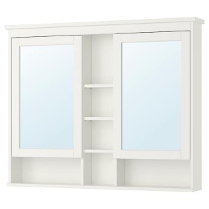 IKEA HEMNES Mirror cabinet with 2 doors, 47 1/4x38 5/8 in White, Ikea Outlet | 8214PJSLN