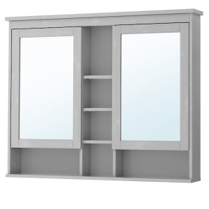 IKEA HEMNES Mirror cabinet with 2 doors, 47 1/4x38 5/8 in Gray, Ikea Outlet | 3469DHPMF