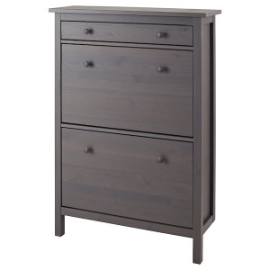 IKEA HEMNES Shoe cabinet with 2 compartments, 35x50 in Dark Gray Gray Stained, Ikea Outlet | 7432JZOEA