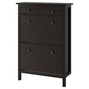 IKEA HEMNES Shoe cabinet with 2 compartments, 35x50 in Black / Brown, Ikea Outlet | 5486RZQUJ