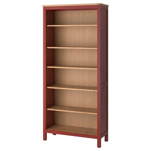 IKEA HEMNES bookcase, 35 3/8x77 1/2 in Red Stained / Light Brown Stained, Ikea Outlet | 0582WPXOA