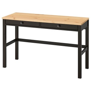 IKEA HEMNES desk with 2 drawers, 47 1/4x18 1/2 in Black / Brown / Light Brown, Ikea Outlet | 0864WJGEA