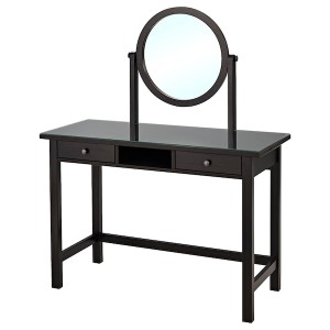 IKEA HEMNES dressing table with mirror, black-brown, 43 1/4x17 3/4 in, Ikea Outlet | 5409LSXEF