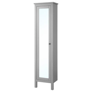 IKEA HEMNES high cabinet with mirror door, 19 1/4x12 1/4x78 3/4 in Gray, Ikea Outlet | 5169QESIR