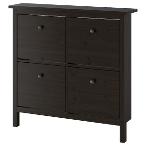 IKEA HEMNES shoe cabinet with 4 compartments, black-brown, 42 1/8x8 5/8x39 3/4 in, Ikea Outlet | 1389MIKFG