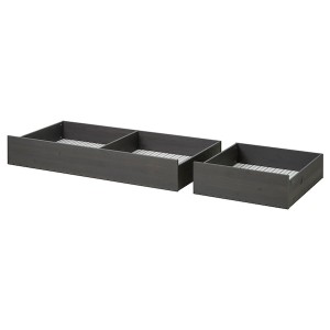 IKEA HEMNES underbed storage box, set of 2, Twin/Full Dark Gray Stained, Ikea Outlet | 6374IELGR