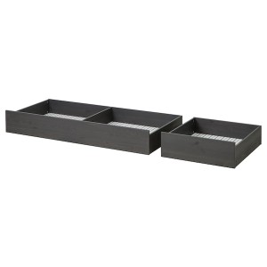 IKEA HEMNES underbed storage box, set of 2, Queen/King Dark Gray Stained, Ikea Outlet | 2615HOTLI