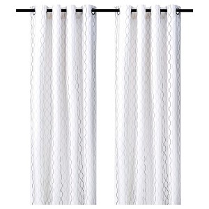 IKEA HENNY RAND curtains, 1 pair White / Dark Gray Light Gray, Ikea Outlet | 3281NJOID