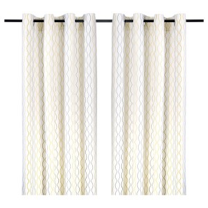 IKEA HENNY RAND curtains, 1 pair White / Gray Yellow, Ikea Outlet | 5612LFXKD