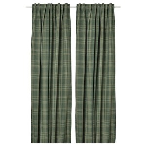 IKEA HÄGGVECKMAL room darkening curtains, 1 pair, 57x98 in Dark Green, Ikea Outlet | 0982QPXJM