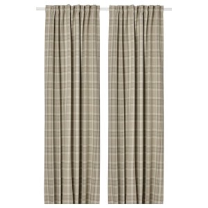 IKEA HÄGGVECKMAL room darkening curtains, 1 pair, 57x98 in Beige, Ikea Outlet | 0163PXLHY