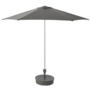 IKEA HÖGÖN umbrella with base, 106 1/4 in Light Gray / Grytö Dark Gray, Ikea Outlet | 5216CTQNA