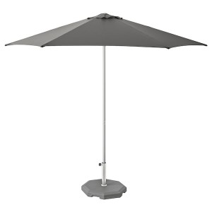 IKEA HÖGÖN umbrella with base, 106 1/4 in Light Gray / Huvön Gray, Ikea Outlet | 5689IYQJV