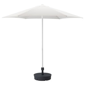 IKEA HÖGÖN umbrella with base, 106 1/4 in White / Grytö Dark Gray, Ikea Outlet | 5274RBLCD