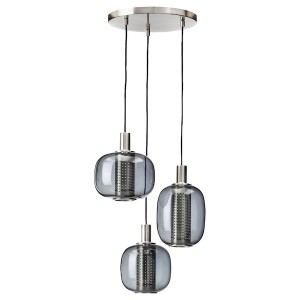 IKEA HÖGVIND pendant lamp with 3 lamps, nickel plated/gray glass, 16 in, Ikea Outlet | 1048RUDLV