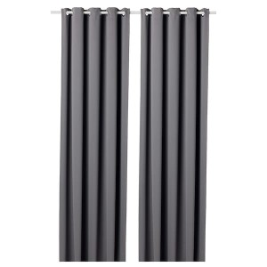 IKEA HILLEBORG black-out curtains, 1 pair, gray, 57x118 in, Ikea Outlet | 3652AYFZL