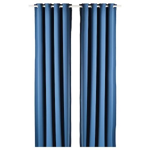 IKEA HILLEBORG room darkening curtains, 1 pair, blue, 57x98 in, Ikea Outlet | 4012TDEGC