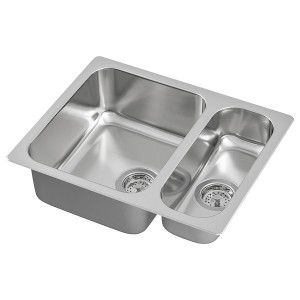 IKEA HILLESJÖN 1 1/2 bowl dual mount sink, stainless steel, 22 7/8x18 1/8 in, Ikea Outlet | 0259JEVGL