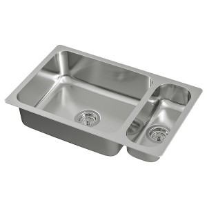 IKEA HILLESJÖN 1 1/2 bowl dual mount sink, stainless steel, 29 1/2x18 1/8 in, Ikea Outlet | 3140QMDJN