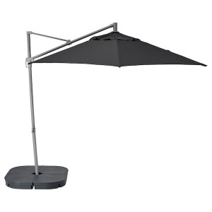 IKEA HISSÖ hanging umbrella with base, anthracite/Svartö dark gray, 118 1/8 in, Ikea Outlet | 2780SAZWK