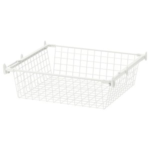 IKEA HJÄLPA wire basket with pull-out rail, white, 23 5/8x21 5/8 in, Ikea Outlet | 4270NEGFW