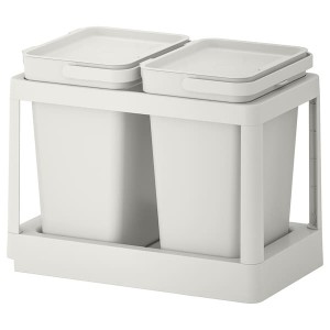 IKEA HÅLLBAR recycling solution, with pull-out/light gray, 5 gallon, Ikea Outlet | 9150TKMDR