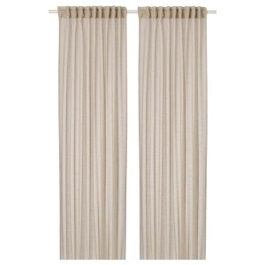 IKEA HÄLLEBRÄCKA sheer curtains, 1 pair, light beige, 57x98 in, Ikea Outlet | 6438IMTNP
