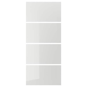IKEA HOKKSUND 4 panels for sliding door frame, high gloss light gray light gray, 39 3/8x92 7/8 in, Ikea Outlet | 9273HIOGZ